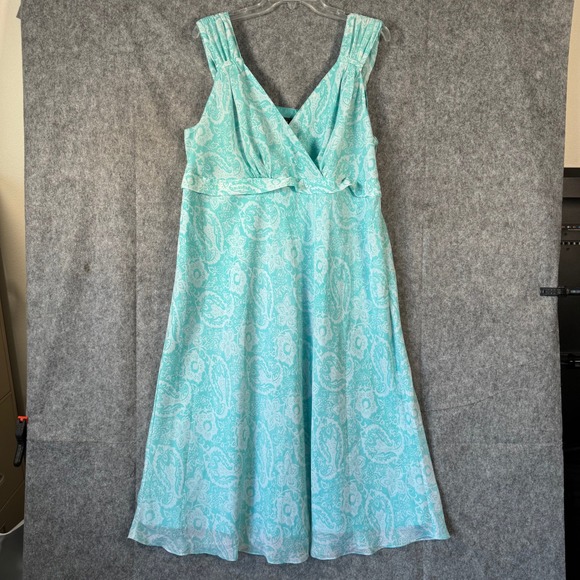 Y2K George Babydoll Fairy Midi Dress Womens 2X Chiffon Paisley‎ Feminine Blue - Picture 1 of 11